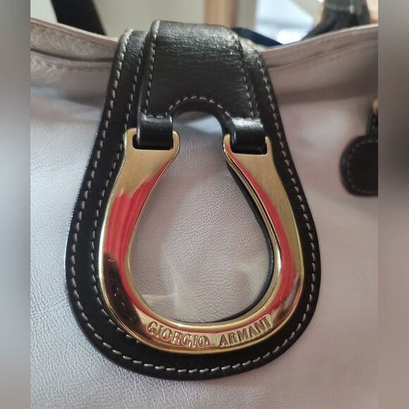 Giorgio Armani VTG Elegant White and Black Satchel Repainted - Picture 5 of 13